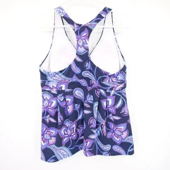 NWOT Lands End Purple Paisley Racerback Tankini Swim Top Super Soft Size 10 - Picture 6 of 8